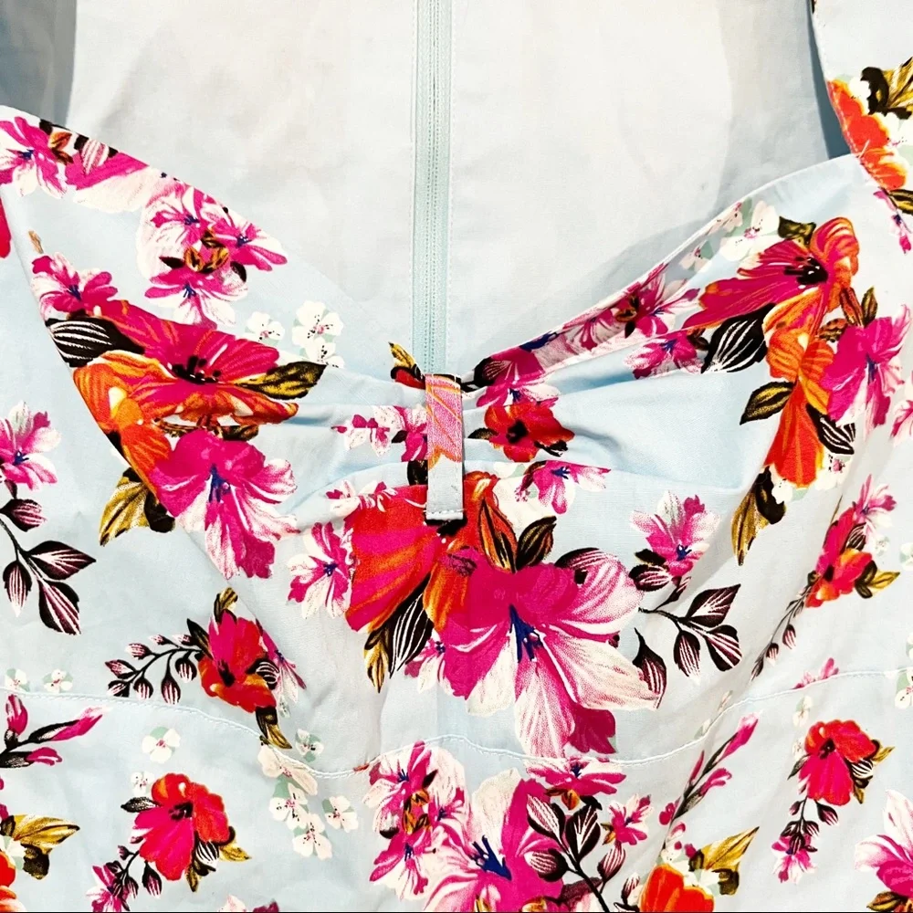 Hell Bunny Dress Vintage Inspired Tropical Floral Print Cap Sleeve Dress size L - Picture 11 of 12